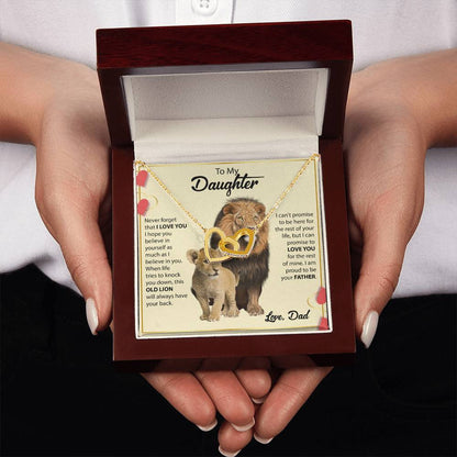 To My Daughter Necklace - Heartfelt Gift from Dad for Birthday, Graduation & Proud Dad Moments - Interlocking Hearts Necklace