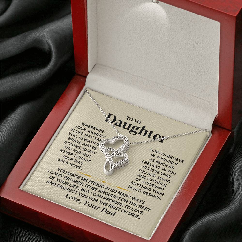 To My Daughter Necklace - You make me proud in so many ways - Daughter Present from Dad - Heart-to-heart Pendant Necklace