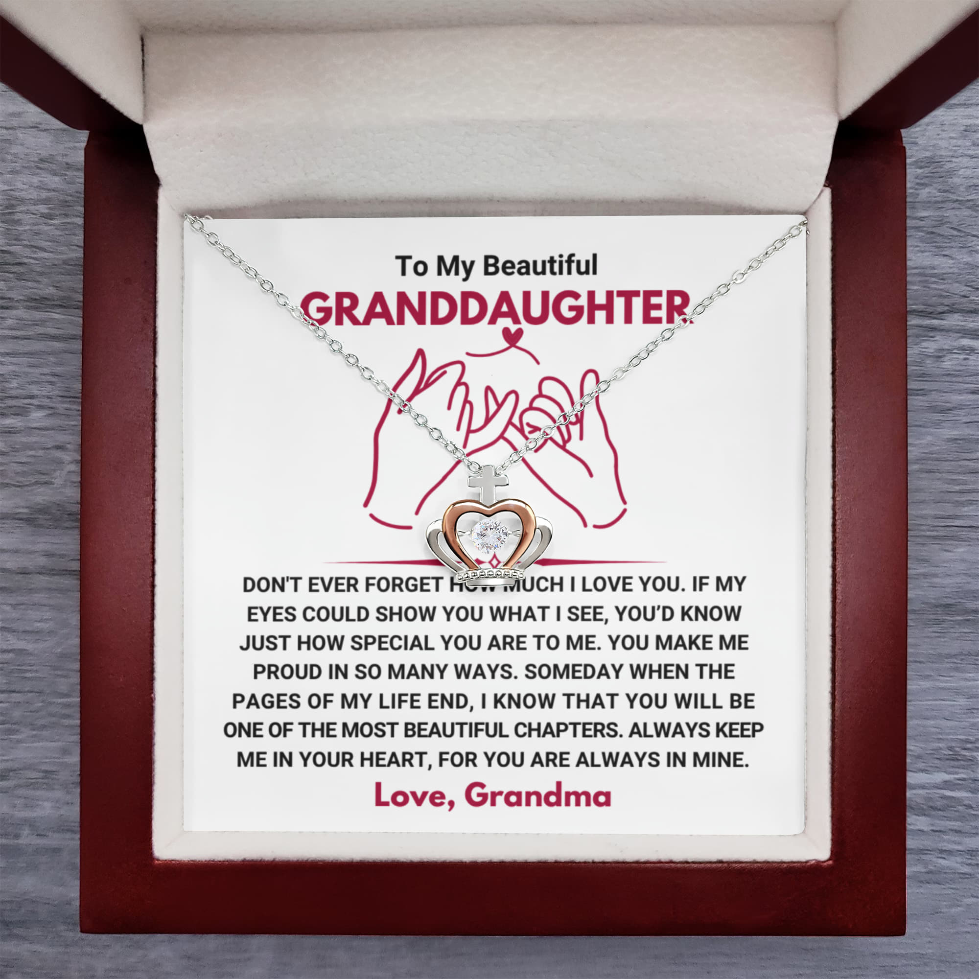 To My Granddaughter Necklace – Graduation & Christmas Gift from Grandma – Crown Pendant Necklace