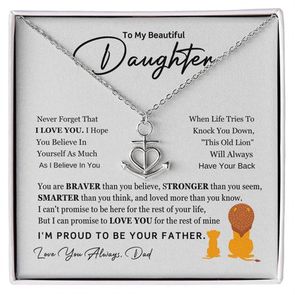 To My Daughter Necklace - I am so proud to be your father - Daughter Gift from Dad - Anchor Pendant Necklace