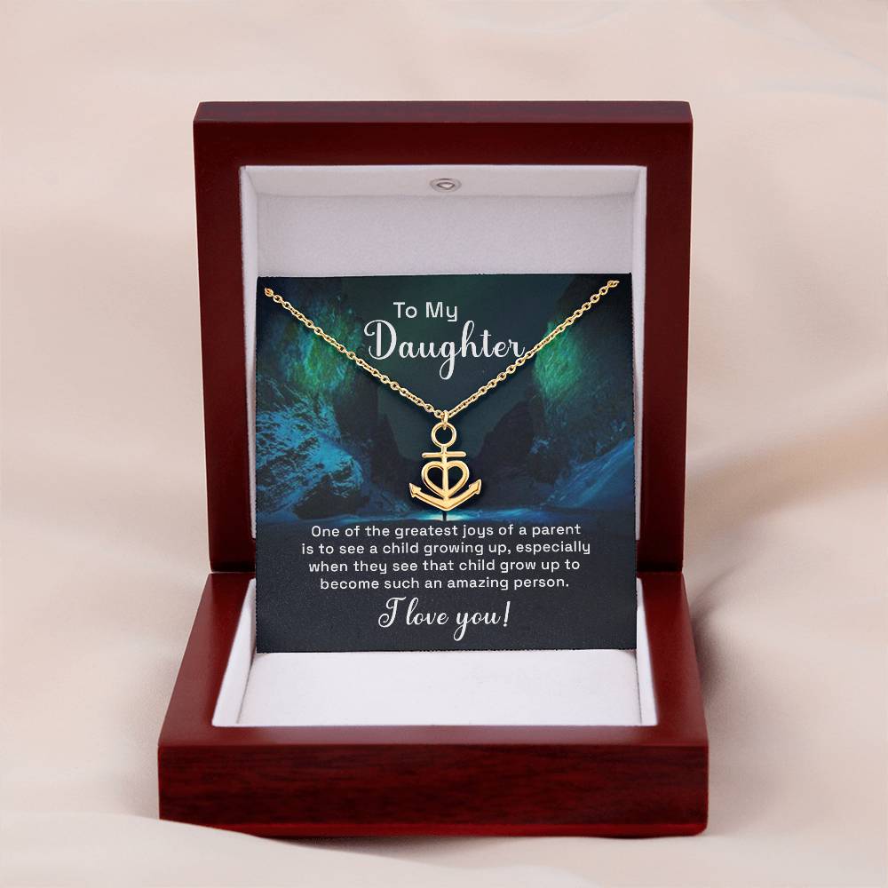 To My Daughter Necklace – Daughter Birthday & Graduation Jewelry Surprise – Anchor Pendant Necklace