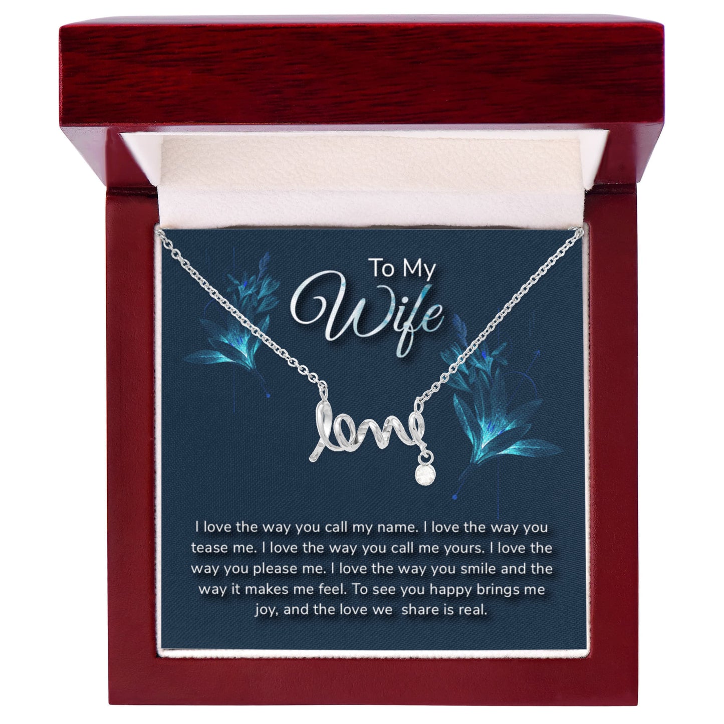 Just Because Gift for Wife - Romantic Jewelry from Husband - Scripted Love Necklace
