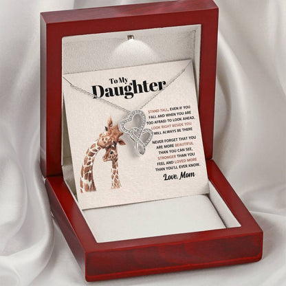 To My Daughter Necklace - Stand Tall - Mom to Daughter Gift - Heart-to-heart Pendant Necklace