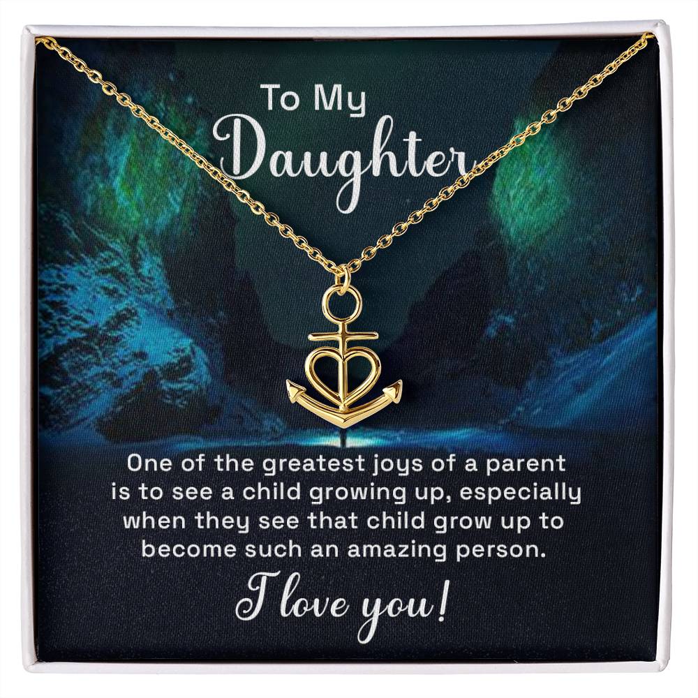 To My Daughter Necklace – Daughter Birthday & Graduation Jewelry Surprise – Anchor Pendant Necklace