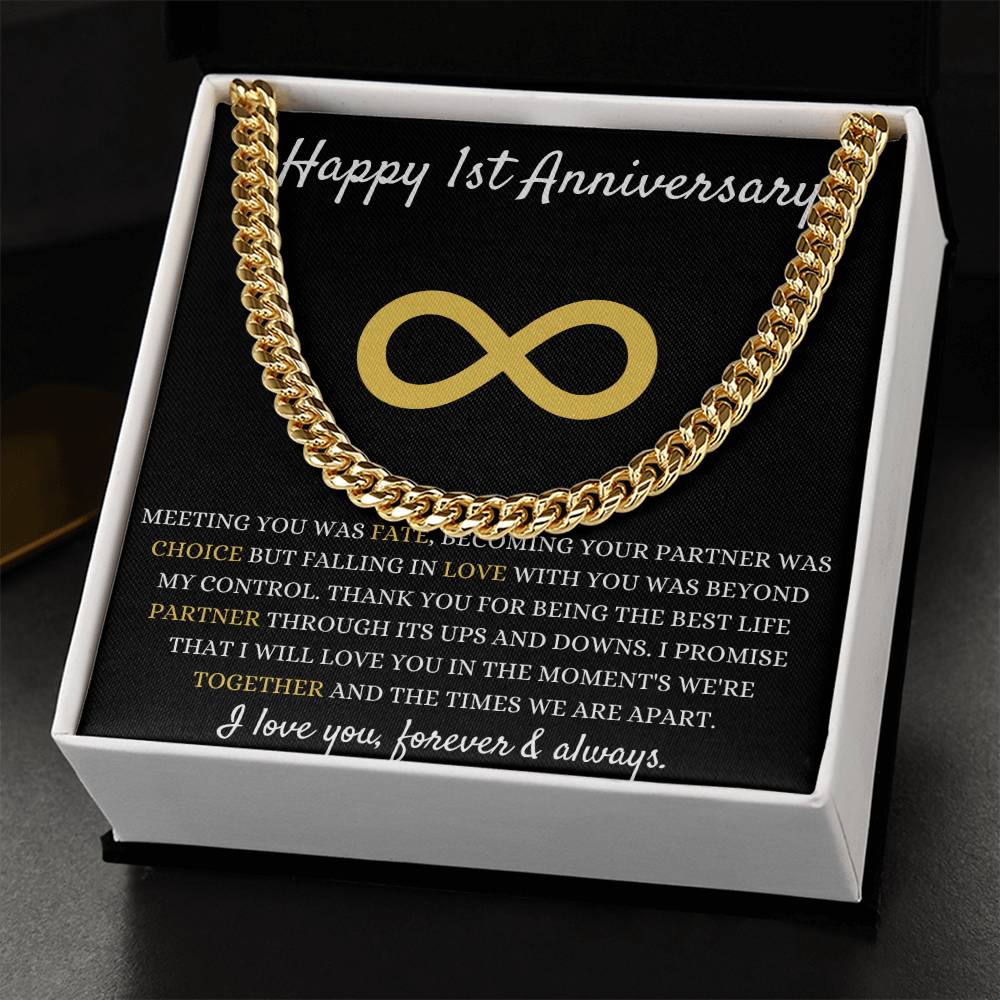 1 Year Anniversary Necklace for Him, Stylish Gift to Celebrate One Year of Love, Heartfelt Keepsake to Treasure Forever