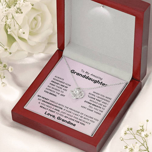 To My Granddaughter Necklace – Holiday Graduation Gift for Granddaughter from Grandma – Love Knot Necklace