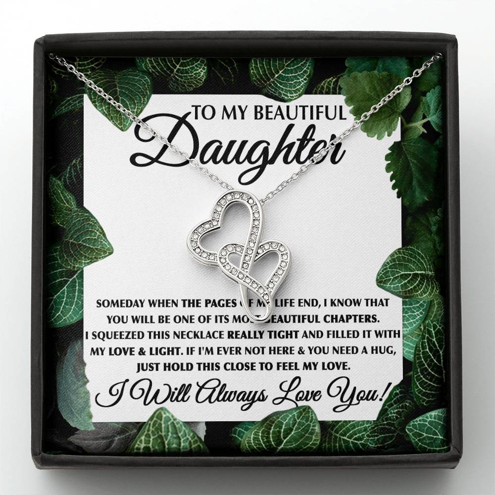 To My Daughter Necklace – Birthday & Graduation Jewelry for Her – Heart-to-heart Pendant Necklace