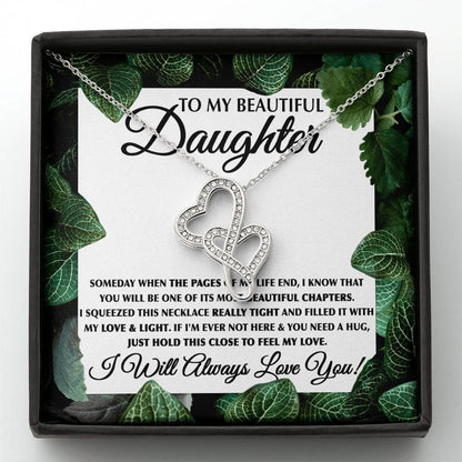 To My Daughter Necklace – Birthday & Graduation Jewelry for Her – Heart-to-heart Pendant Necklace