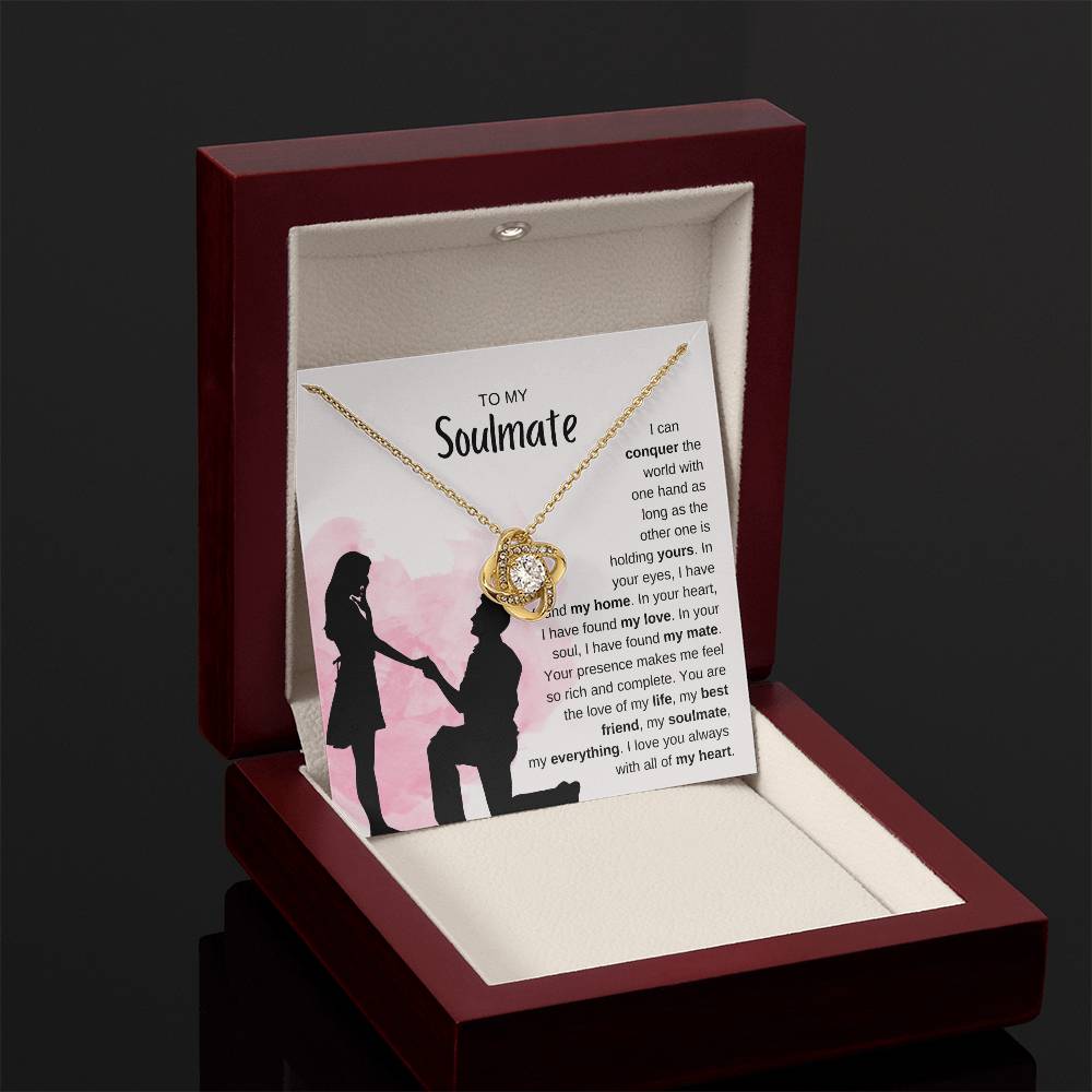 To My Soulmate Necklace - Romantic Jewelry Gift for Her for Christmas & Special Dates - Love Knot Necklace