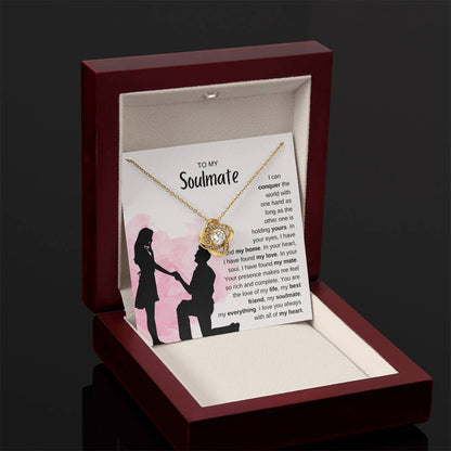 To My Soulmate Necklace - Romantic Jewelry Gift for Her for Christmas & Special Dates - Love Knot Necklace
