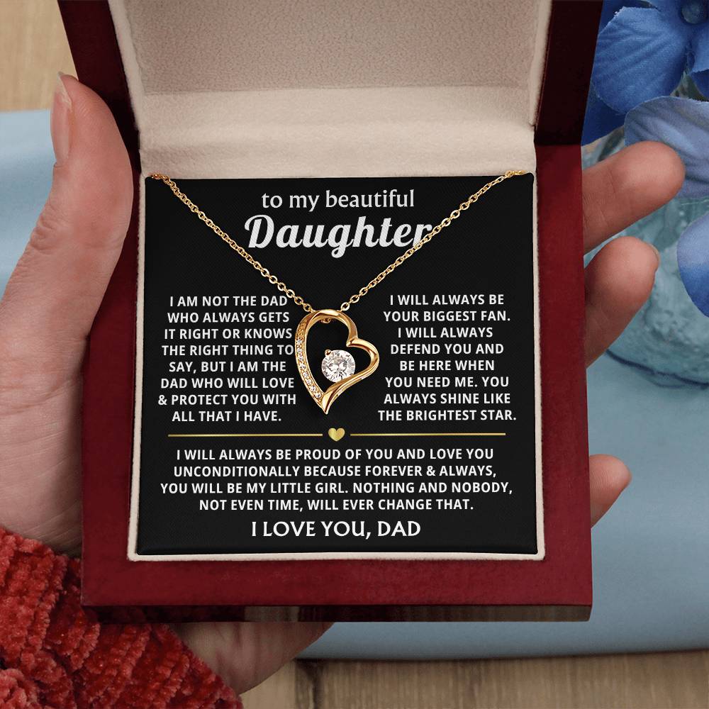 To My Daughter Necklace - Proud Dad to Daughter Jewelry for Birthday, Graduation & Special Celebrations - Forever Love Necklace