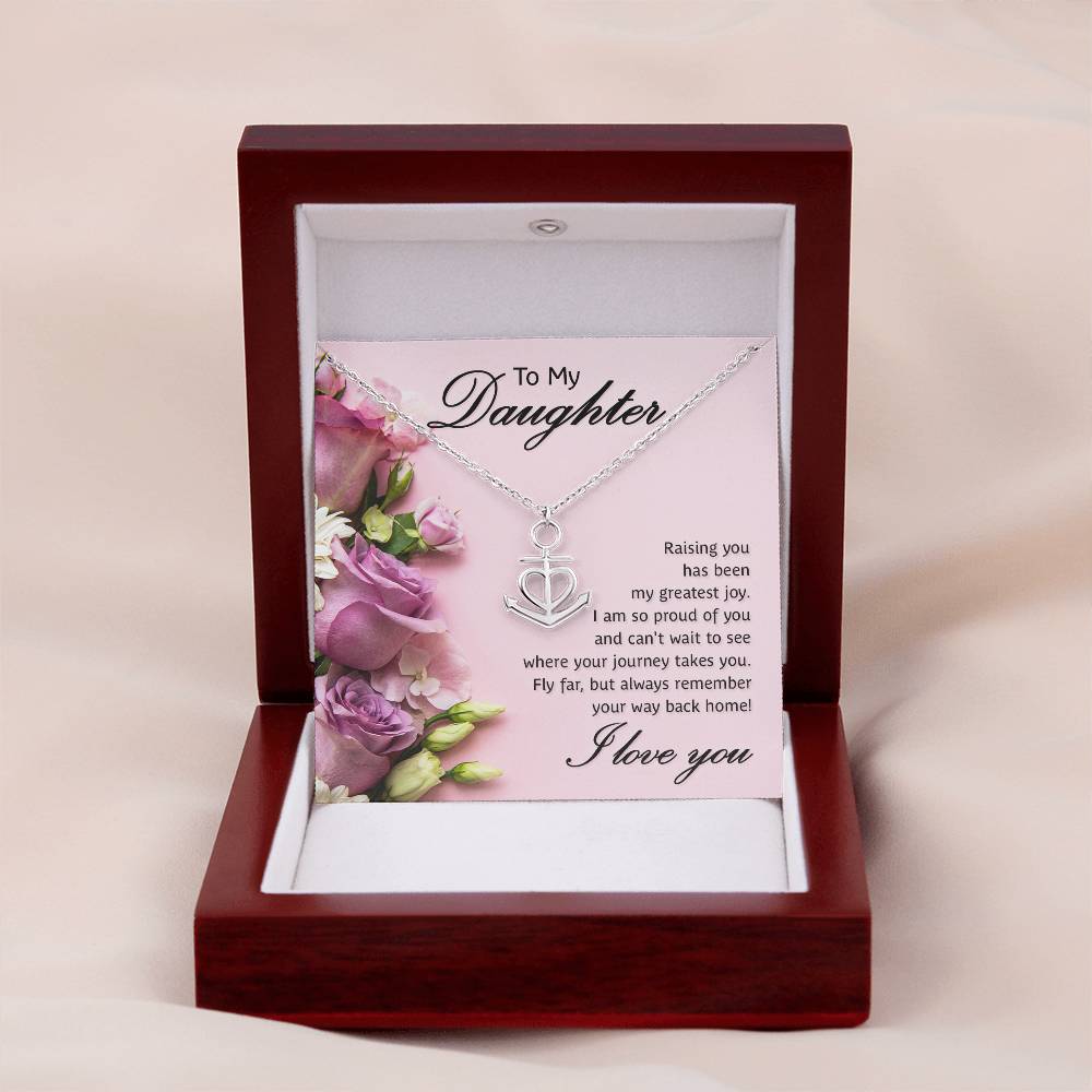 To My Daughter Necklace – Birthday Graduation Special Gift for Daughter – Anchor Pendant Necklace