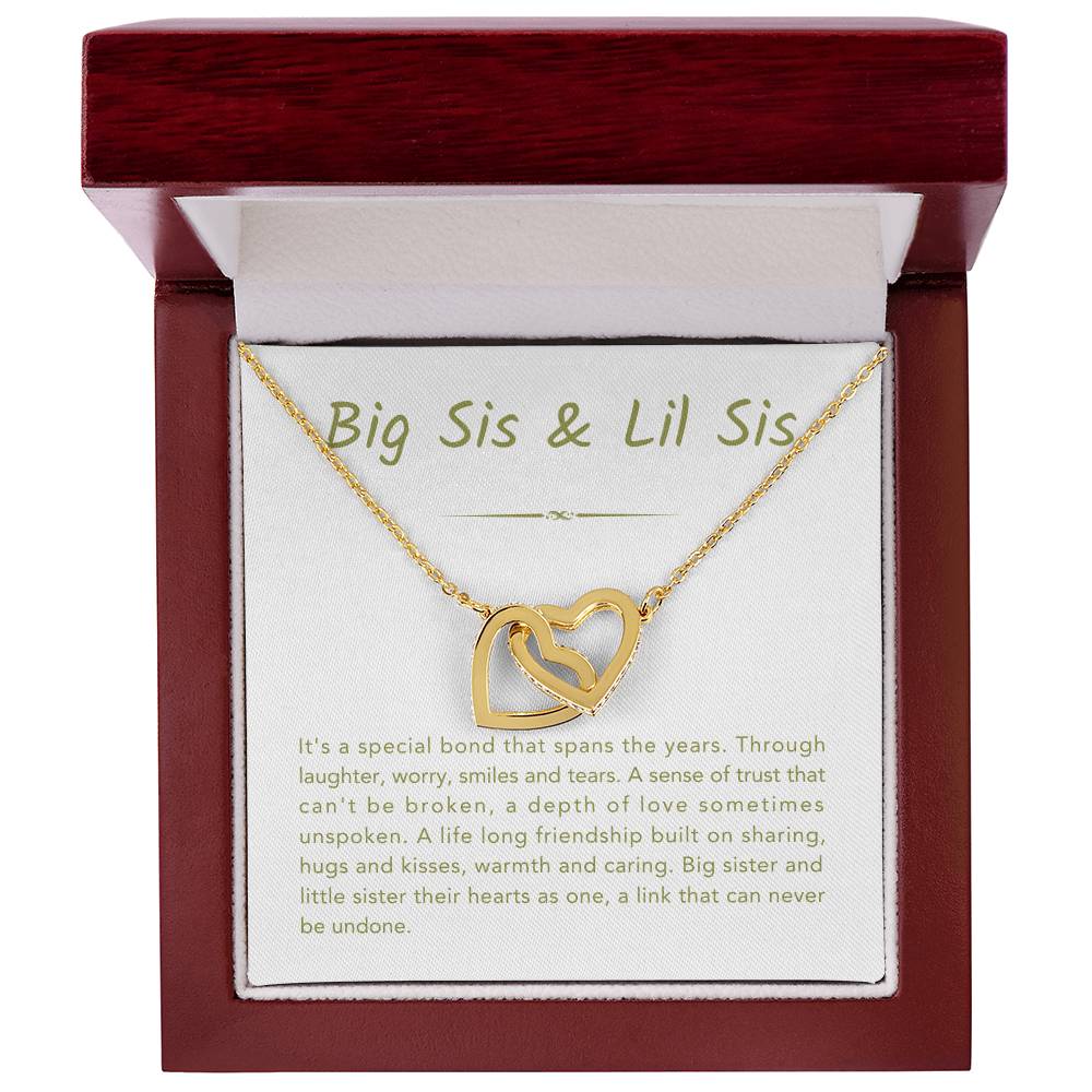 Big Sis & Lil Sis Necklace - It's a special bond that spans the years - Gift for Sisters - Interlocking Hearts Necklace