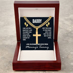 Daddy - I May Just Be A Bump - Artisan Cross with Cuban Link Chain Gift for Dad To Be
