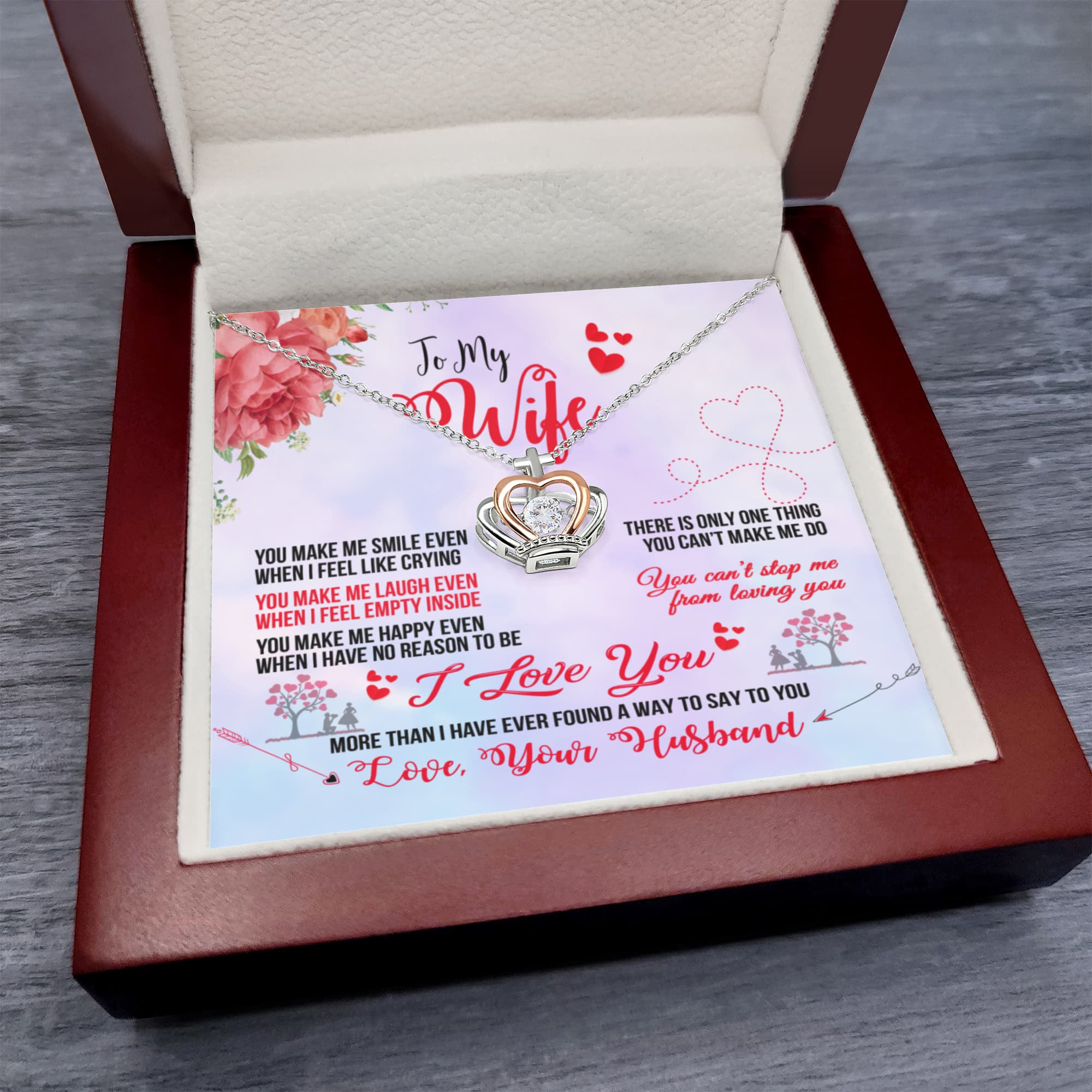 Anniversary Gift for Wife from Husband - Sweet Romantic Jewelry for Valentine’s Day - Crown Pendant Necklace
