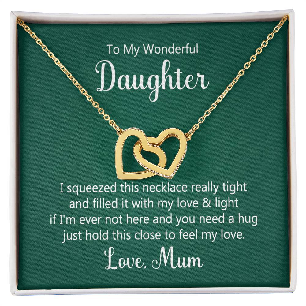 To My Daughter Necklace - Feel My Love - Mum to Daughter Gift - Interlocking Hearts Necklace