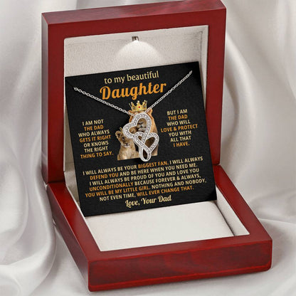 To My Daughter Necklace - Best Gift for Daughter from Dad - Heart-to-heart Pendant Necklace