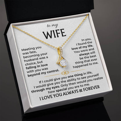 To My Wife Necklace - Best Surprise Gift for Wife from Husband for Anniversary, Christmas & Valentine’s Day - Alluring Beauty Necklace