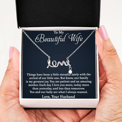 To My Beautiful Wife Necklace - Love Gift from Husband for Any Occasion - Scripted Love Necklace