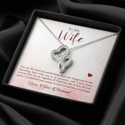 Gift for Wife from Husband - Sentimental Jewelry for Anniversary & Valentine’s Day - Heart-to-heart Pendant Necklace
