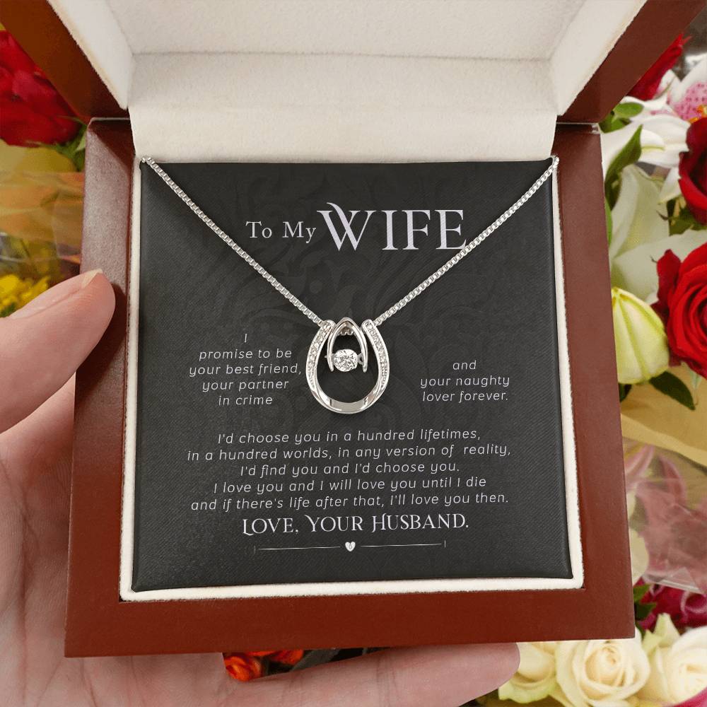 Sweet Gift for Wife from Husband - Romantic Jewelry for Everyday Love - Lucky In Love Necklace