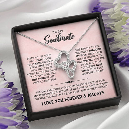 To My Soulmate Necklace - Romantic Gift for Valentine’s Day & Relationship Milestones - Heart-to-heart Pendant Necklace
