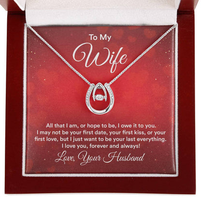 Romantic Jewelry Gift for Wife - Perfect From Husband for Birthday, Anniversary & Valentine’s Day - Lucky In Love Necklace