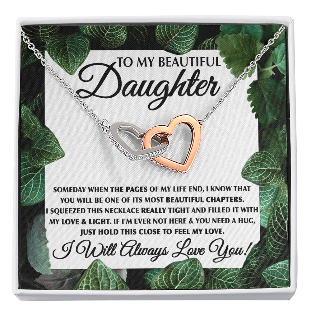 To My Daughter Necklace – Birthday & Graduation Jewelry for Her – Interlocking Hearts Necklace
