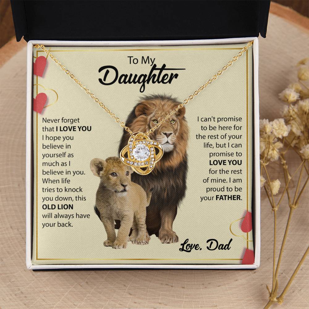 To My Daughter Necklace - Everyday Love Jewelry Gift from Dad for Daughter’s Birthday & Just Because - Love Knot Necklace