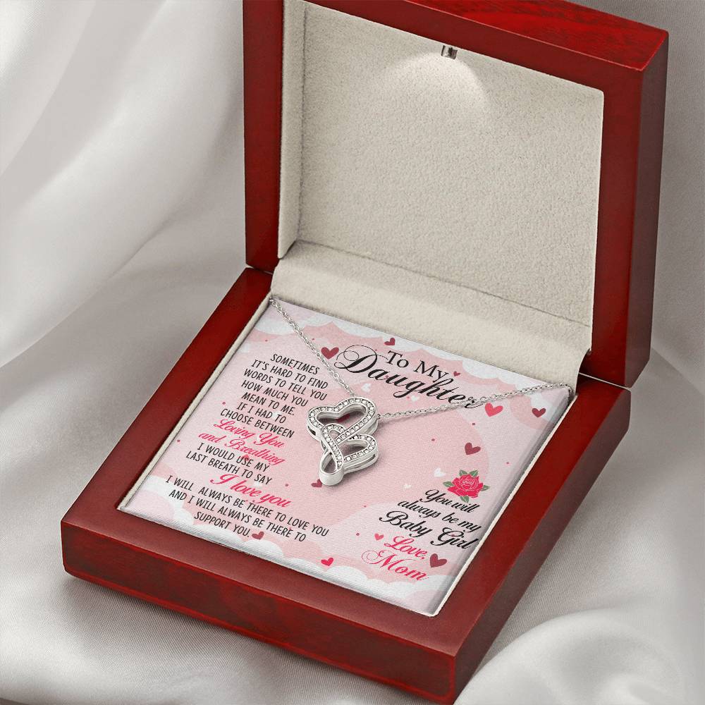 To My Daughter Necklace - Sentimental Birthday Gift from Mom - Heart-to-heart Pendant Necklace