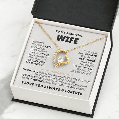 To My Beautiful Wife Necklace - Romantic Anniversary & Valentine’s Day Jewelry Gift from Husband to Wife - Forever Love Necklace