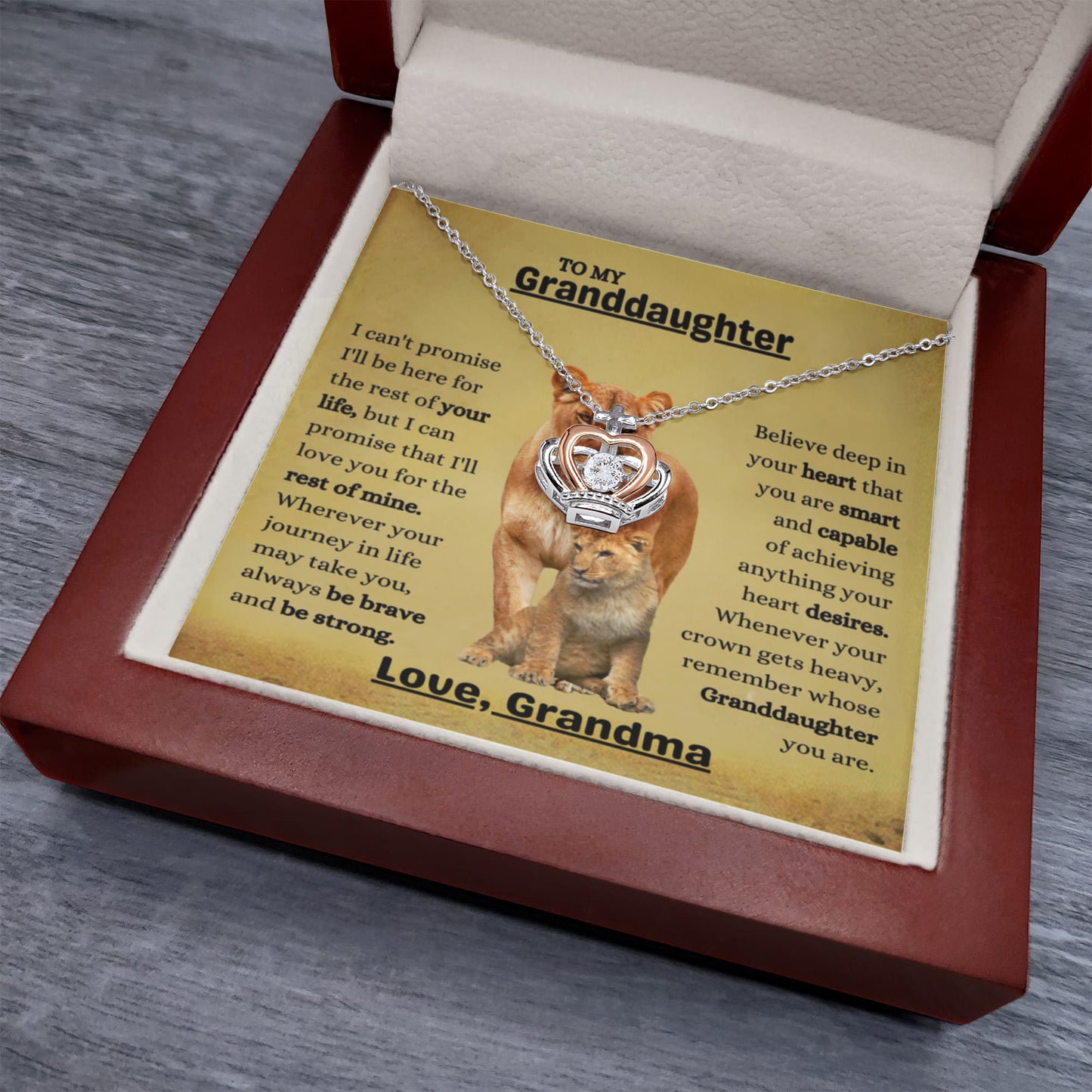 To My Granddaughter Necklace – Christmas Birthday Gift for Granddaughter from Grandma – Crown Pendant Necklace