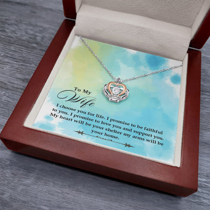 To My Wife Necklace - Perfect Jewelry from Husband for Valentine’s Day, Birthday & Holiday Gifting - Crown Pendant Necklace