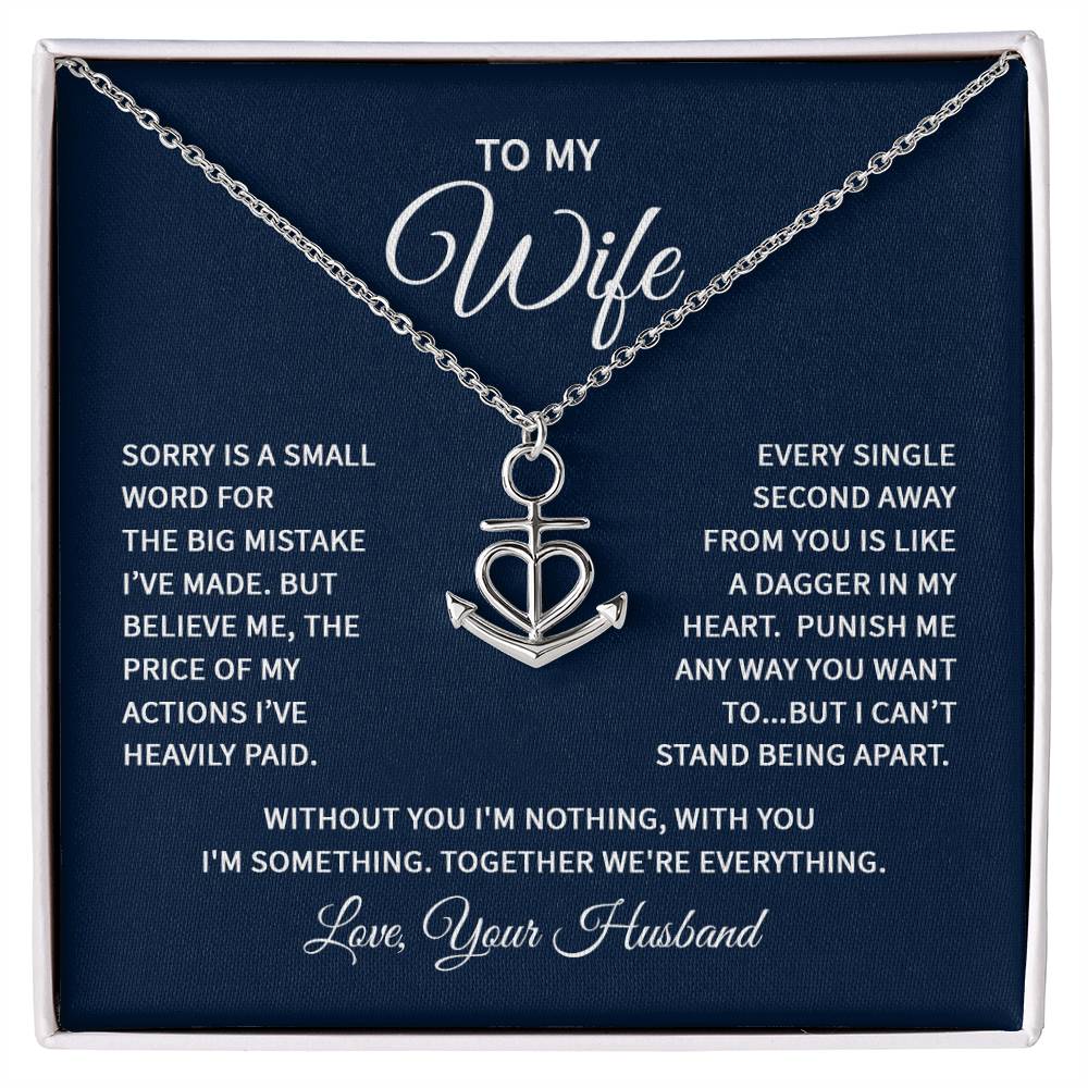 Gift for Wife from Husband - Sentimental Jewelry for Anniversary & Valentine’s Day - Anchor Pendant Necklace