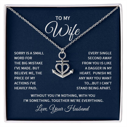 Gift for Wife from Husband - Sentimental Jewelry for Anniversary & Valentine’s Day - Anchor Pendant Necklace