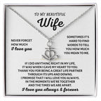 To My Beautiful Wife Necklace - Perfect Romantic Surprise from Husband for Anniversary, Birthday & Valentine’s Day - Anchor Pendant Necklace