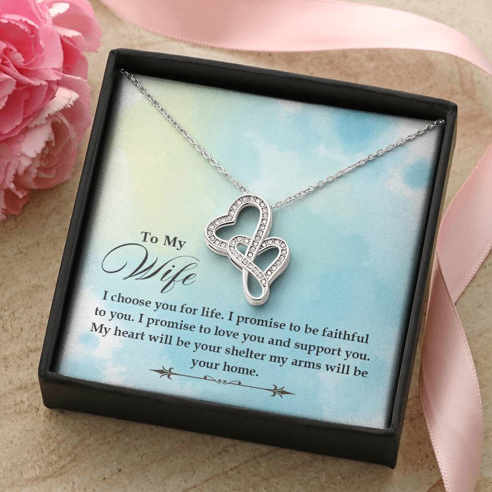 Special Gift for Wife - Romantic Jewelry from Husband for Valentine’s Day or Birthday - Heart-to-heart Pendant Necklace