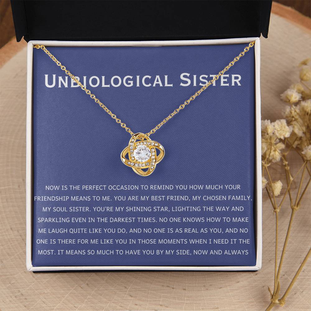 Unbiological Sister Necklace - Gift for Bonus Sister - Love Knot Necklace