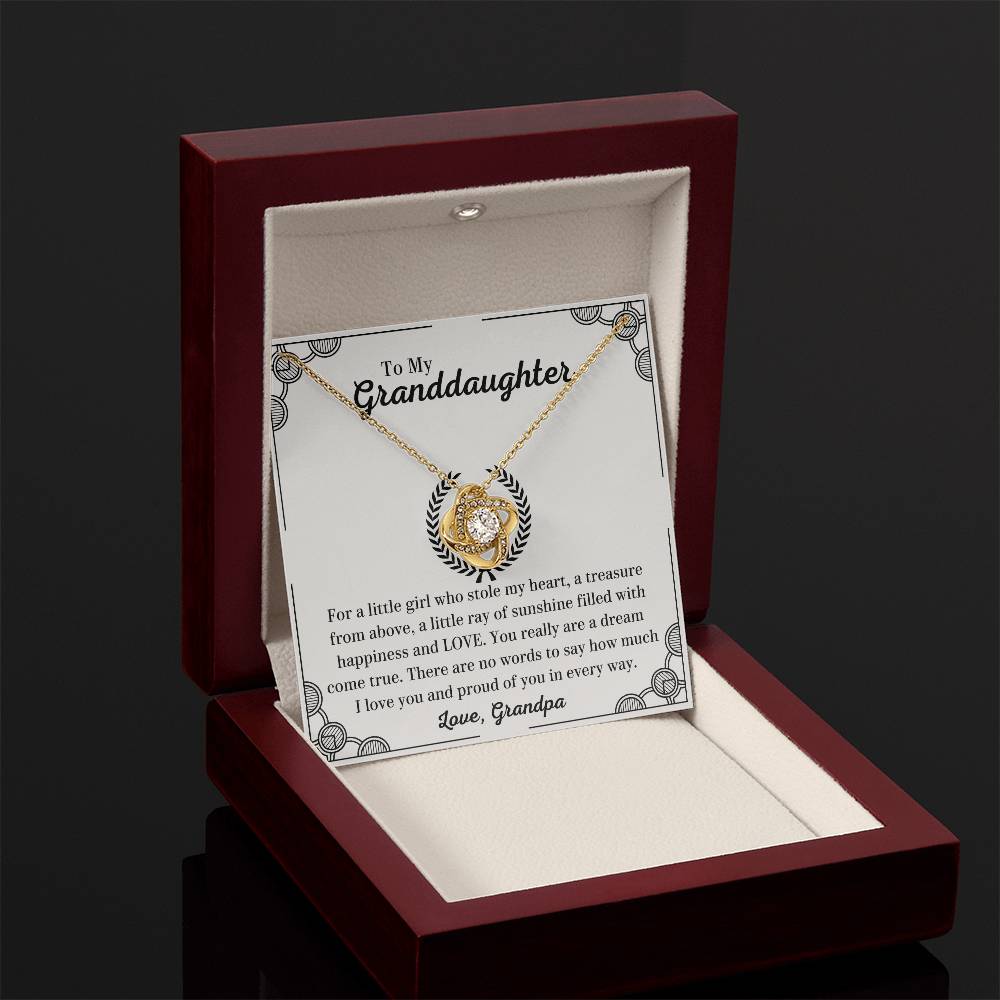 To My Granddaughter Necklace – Birthday & Graduation Gift from Grandpa – Love Knot Necklace