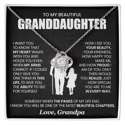 To My Granddaughter Necklace – Present for Granddaughter Birthday, Christmas from Grandpa – Love Knot Necklace