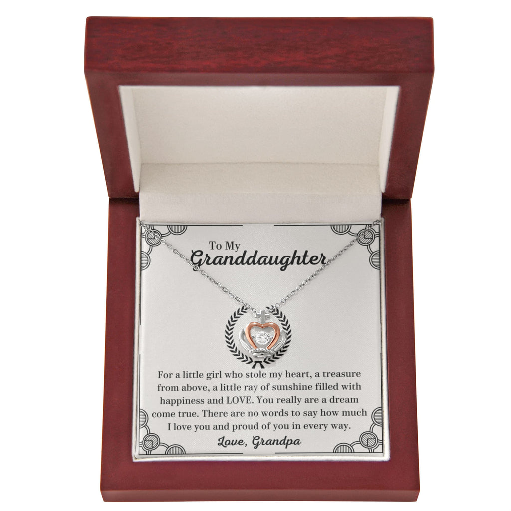 To My Granddaughter Necklace – Grandpa to Granddaughter Birthday Graduation Present – Crown Pendant Necklace