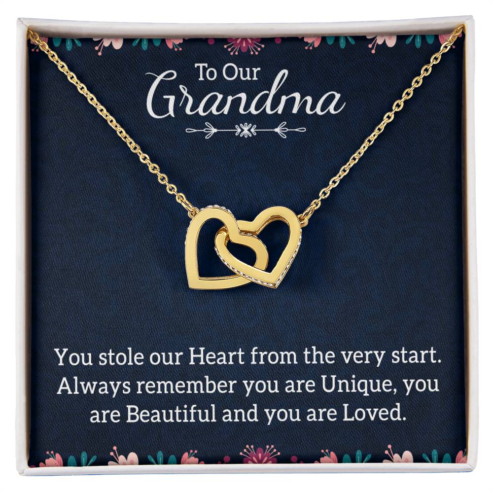 To Our Grandma Necklace - You stole our heart from the very start - Interlocking Hearts Necklace