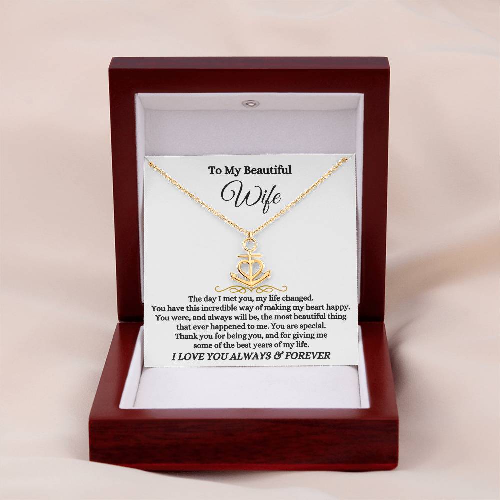 To My Wife Necklace - Anniversary Gift for Her - Birthday Christmas Gifts for Wife - Gifts for Soulmate - Gifts for Her - Anchor Pendant Necklace