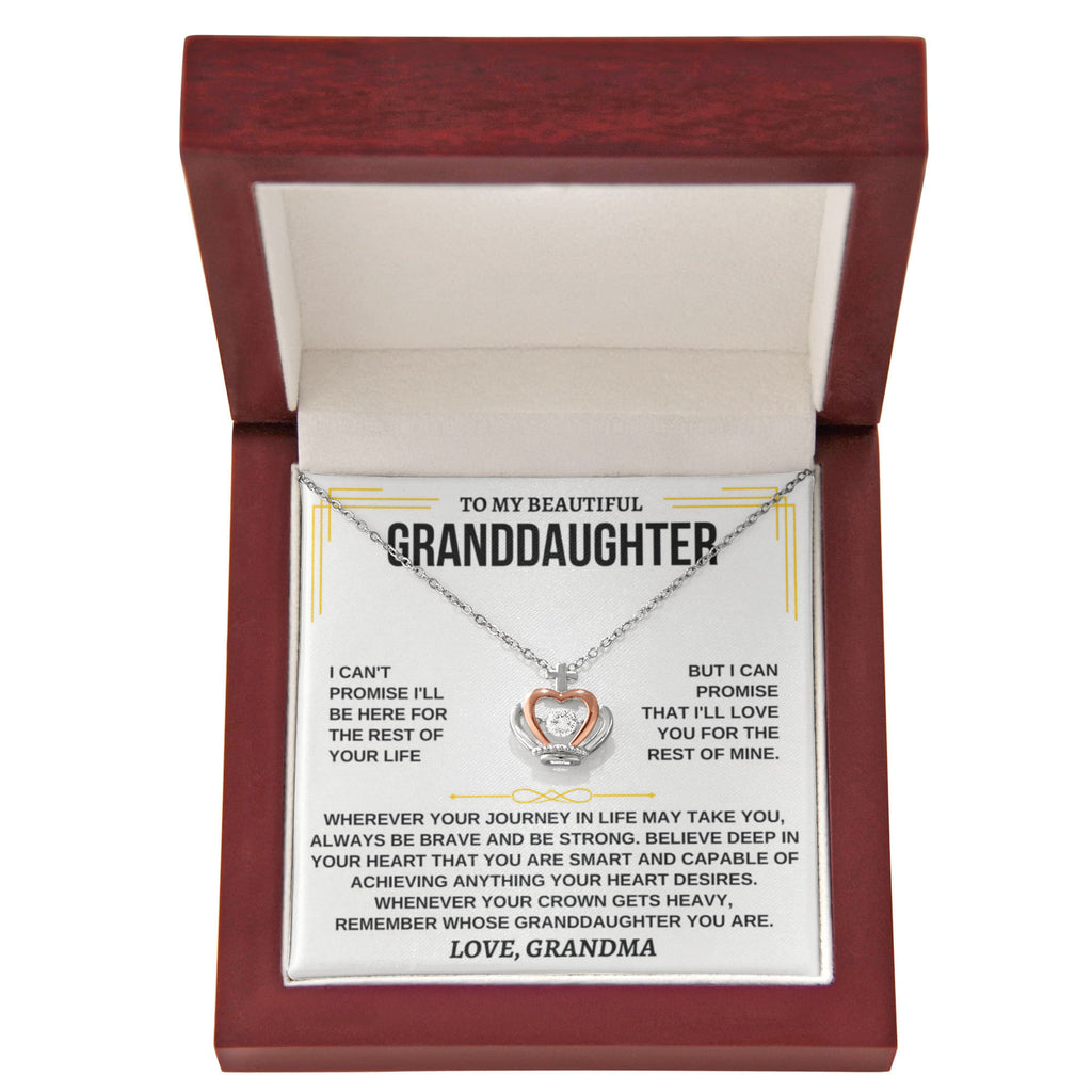 To My Granddaughter Necklace – Graduation & Birthday Gift from Grandma – Crown Pendant Necklace
