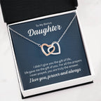 To My Daughter Necklace – Daughter Christmas Graduation Jewelry Gift – Interlocking Hearts Necklace