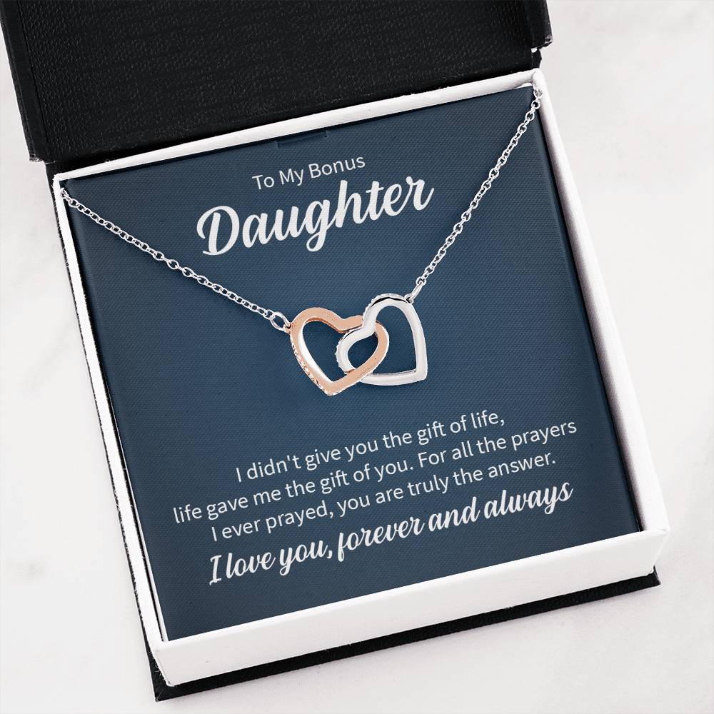 To My Daughter Necklace – Daughter Christmas Graduation Jewelry Gift – Interlocking Hearts Necklace