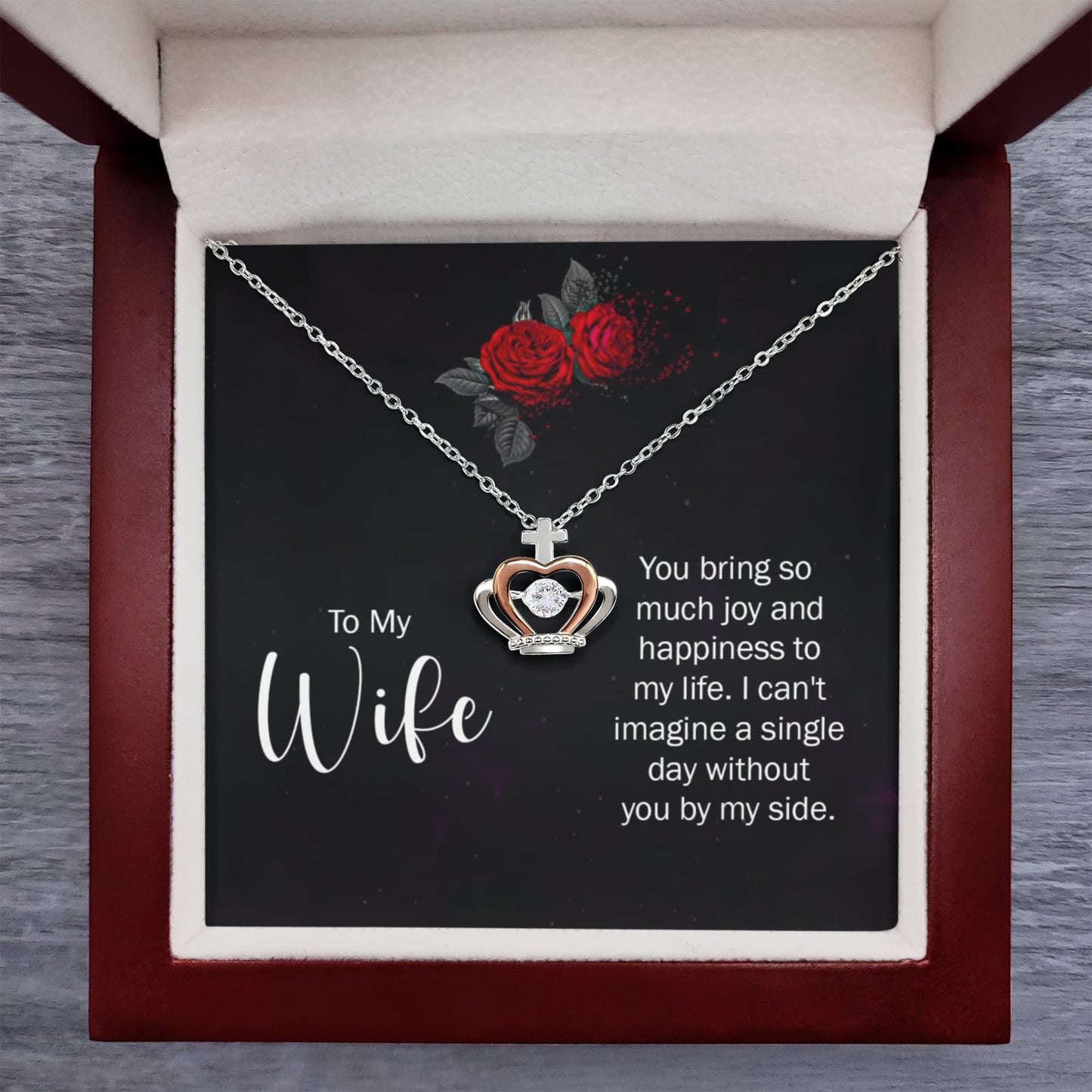 To My Wife Necklace - Forever & Always Jewelry Gift from Husband for Valentine’s Day & Birthday - Crown Pendant Necklace