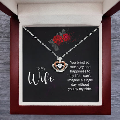 To My Wife Necklace - Forever & Always Jewelry Gift from Husband for Valentine’s Day & Birthday - Crown Pendant Necklace