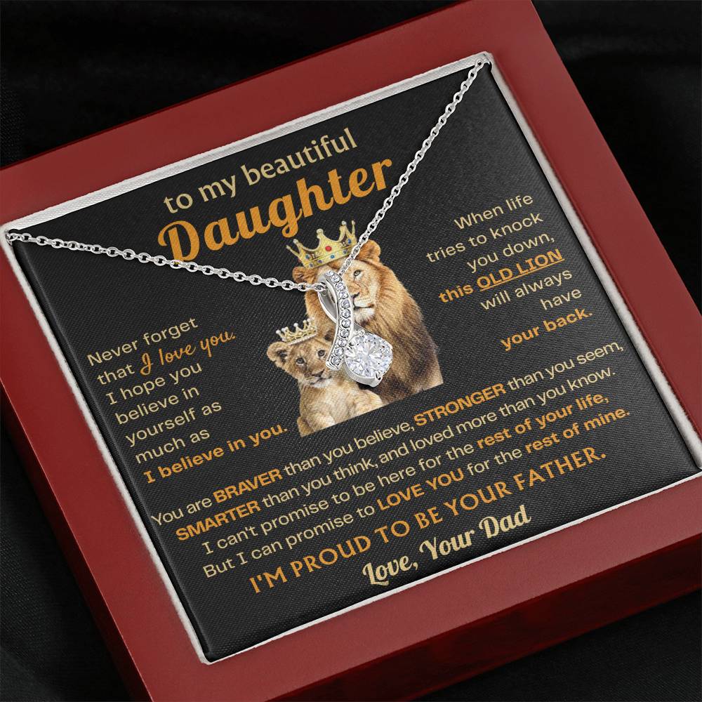 To My Daughter Necklace - Best Surprise Gift for Daughter from Dad for Graduation, Birthday & Christmas - Alluring Beauty Necklace