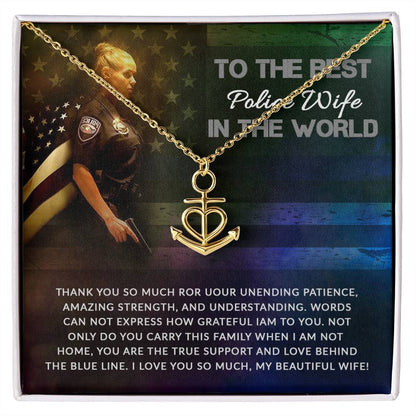 To My Police Wife Necklace - Romantic Keepsake Jewelry Gift from Husband - Anchor Pendant Necklace